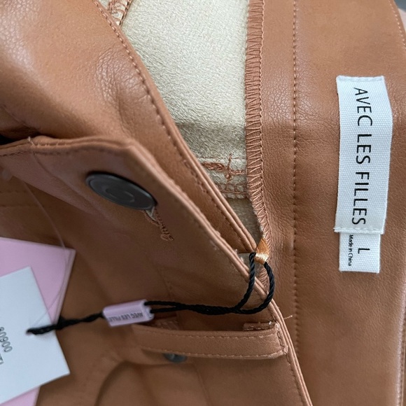 AVEC LES FILLES faux brown straight leg leather pants. Size L, NWT•••Anthro - Picture 12 of 16